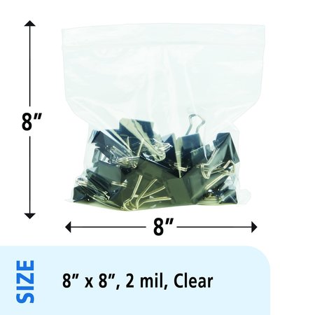 Stout By Envision Clear Resealable Zipper Seal Storage Bags  8 x 8 Case of 1000 Bags, 1000PK ZF-003C